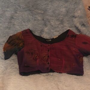1980's Made In India Multicolor Women's Crop Top